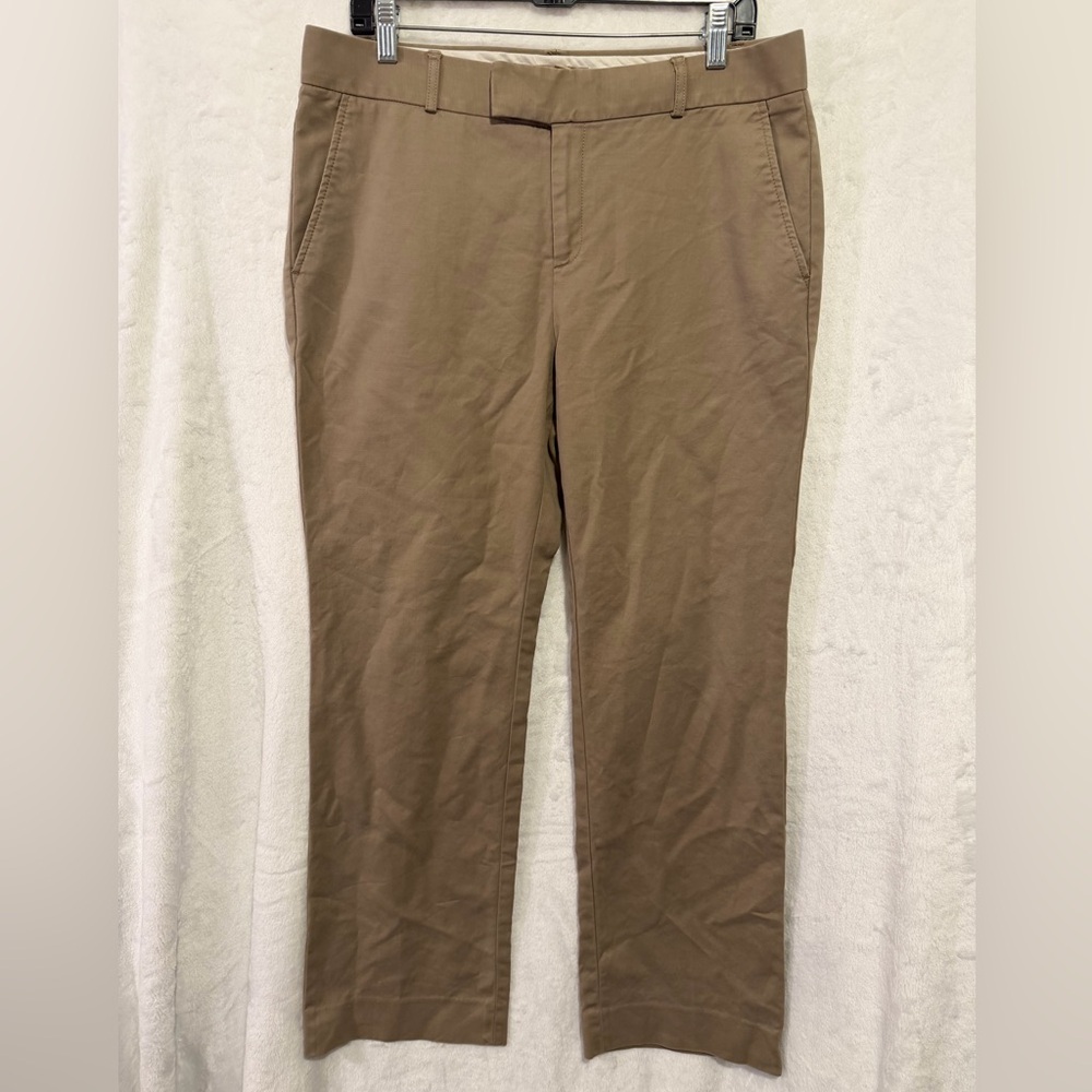 Banana Republic Martin Fit Pants Womens 12 Tan Brown Trousers Straight Leg FLAW